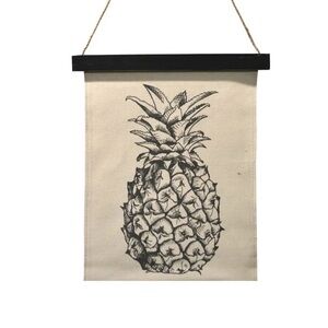 Pineapple Canvas Wall Hanging - Black and Cream